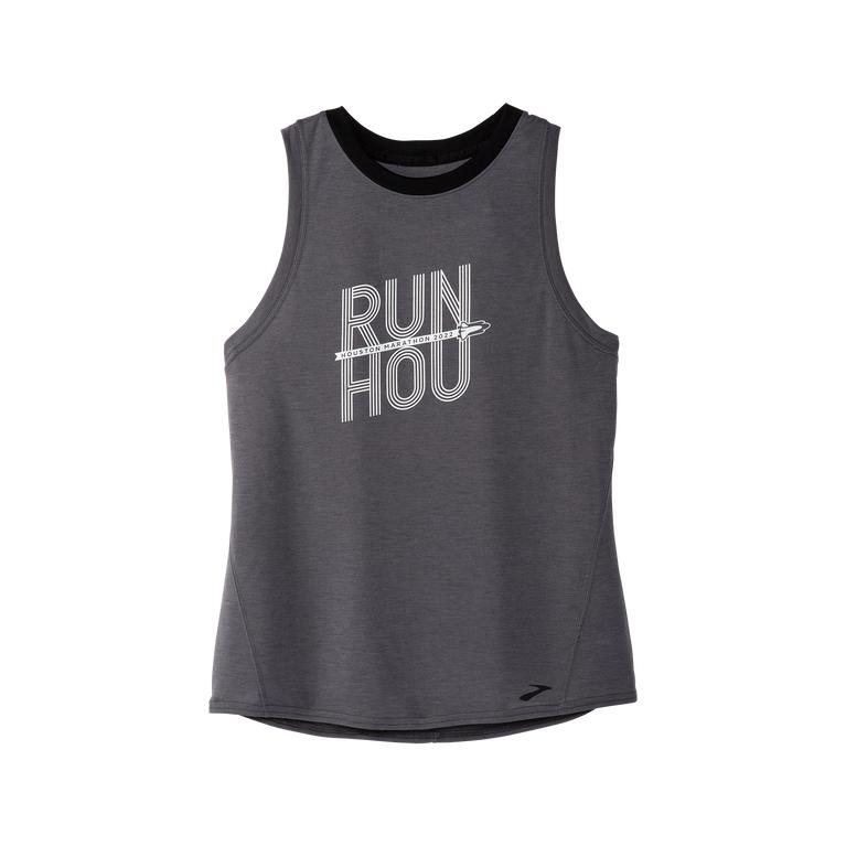 Brooks Women's Houston22 Distance Graphic Running Tank Top - Shadow Grey/Run HOU (JRUK78694)